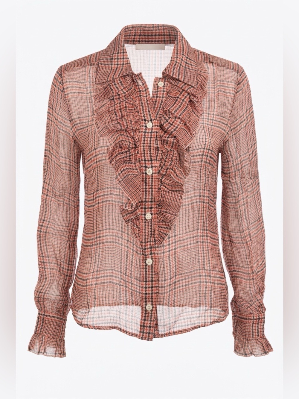 Cacharel Silk Plaid Houndstooth Button Up - 6